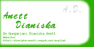 anett dianiska business card